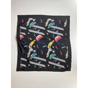Vintage FORD MOTOR COMPANY Black Auto Car Print Silk 23" x 23" Square Scarf